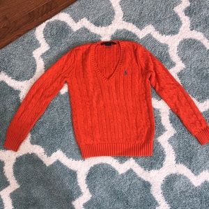 V neck Ralph Lauren Polo Sweater in Orange